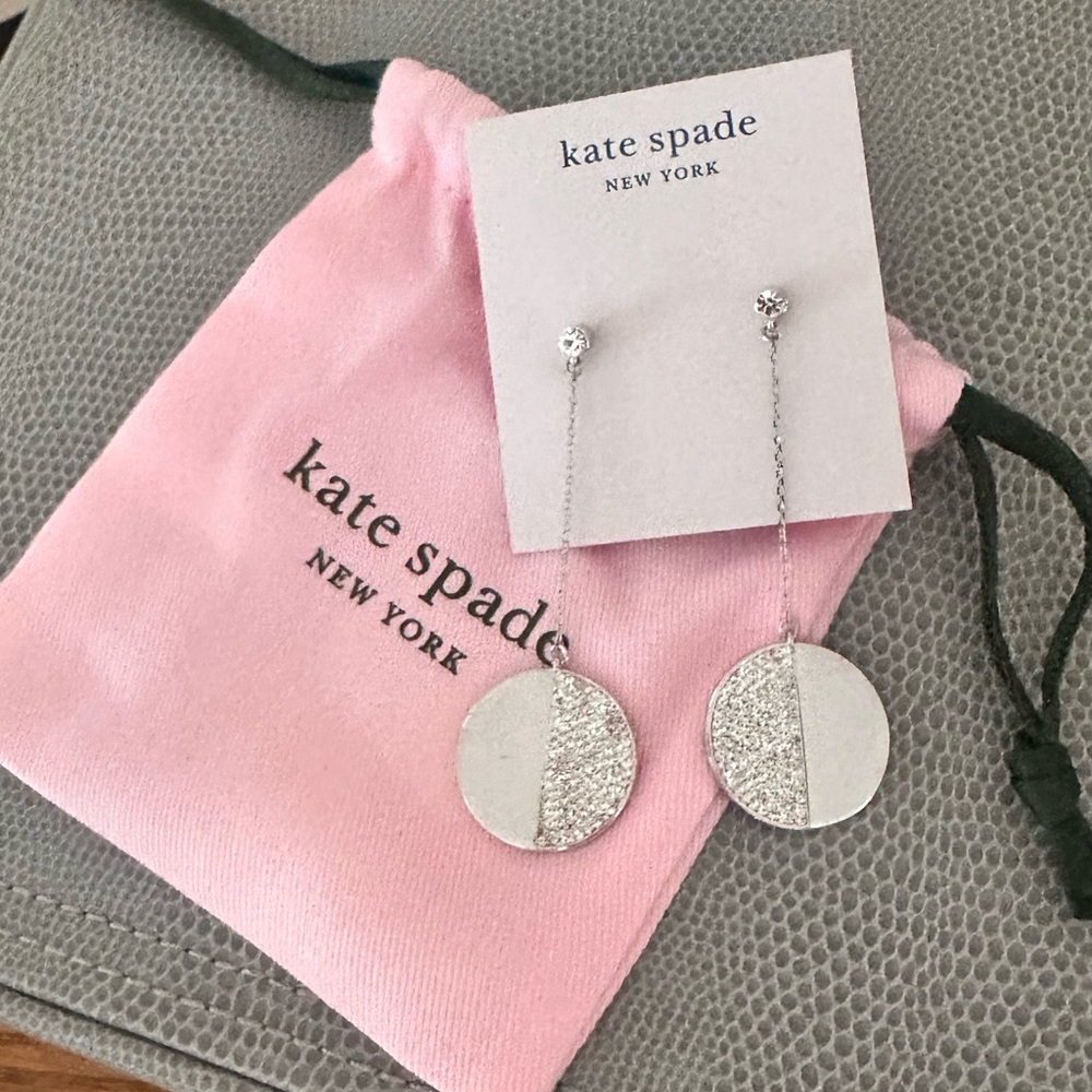 Kate Spade mod scallop pave earrings silver